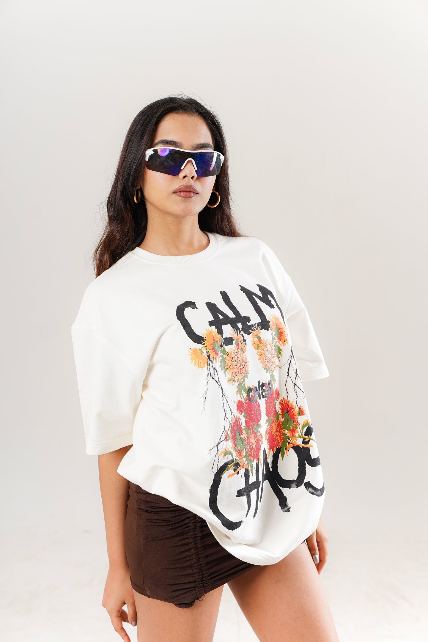 Calm Over Chaos White Oversized Unisex T-Shirt